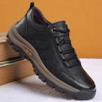 Men's black arch support shoe, side profile