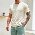 Men's swim shorts in Cyan with t-shirt