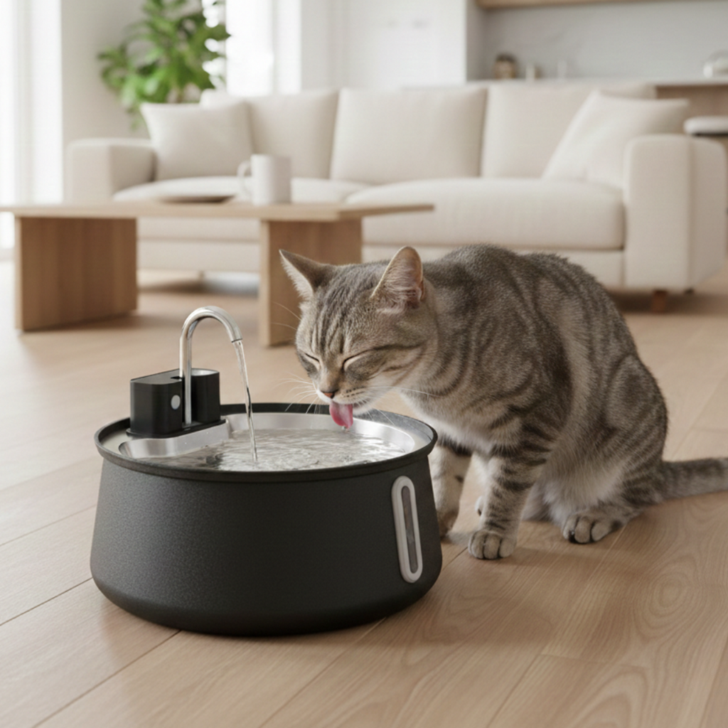 Cat using PureFlow fountain