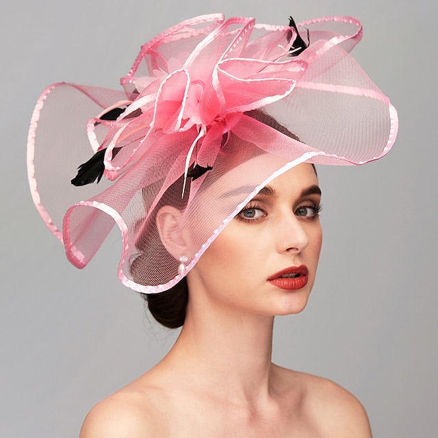 Feather Melbourne Cup Fascinator in Pink