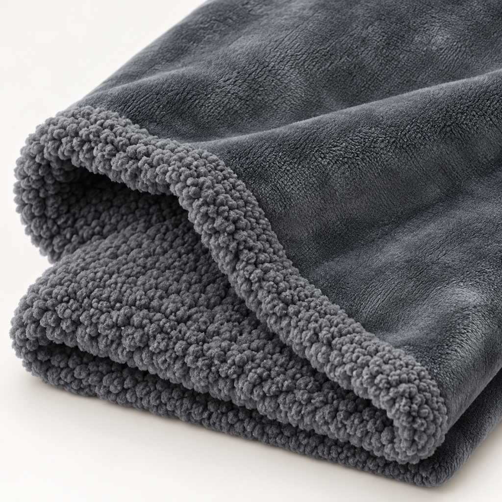 EverDry reversible flannel and sherpa blanket texture