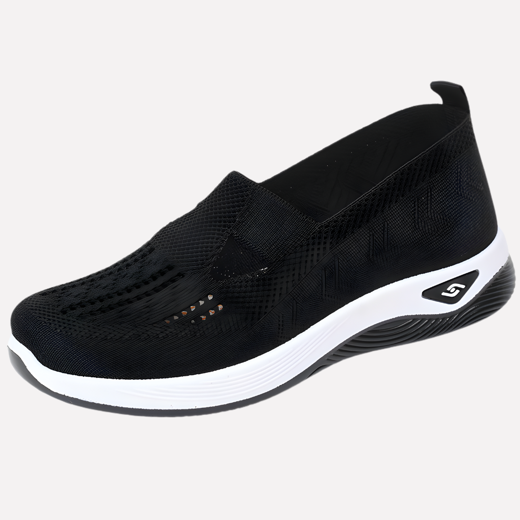 Black Elara orthopaedic slip-on walking shoe