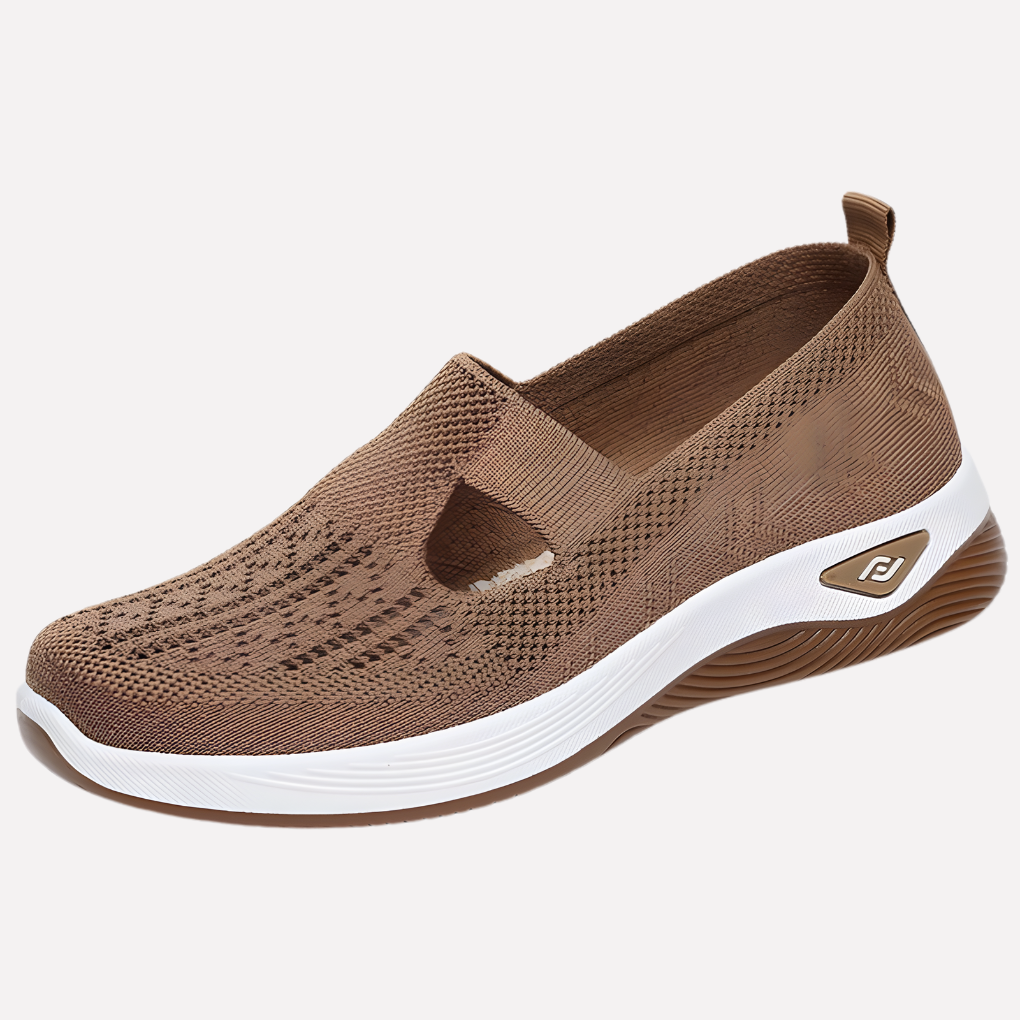 Brown Elara orthopaedic slip-on walking shoe